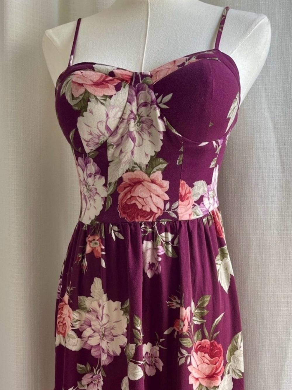 Whimsigoth Moody Floral Sweetheart Bustier Smocked Pocket Mini Dress S Boho - Picture 2 of 12